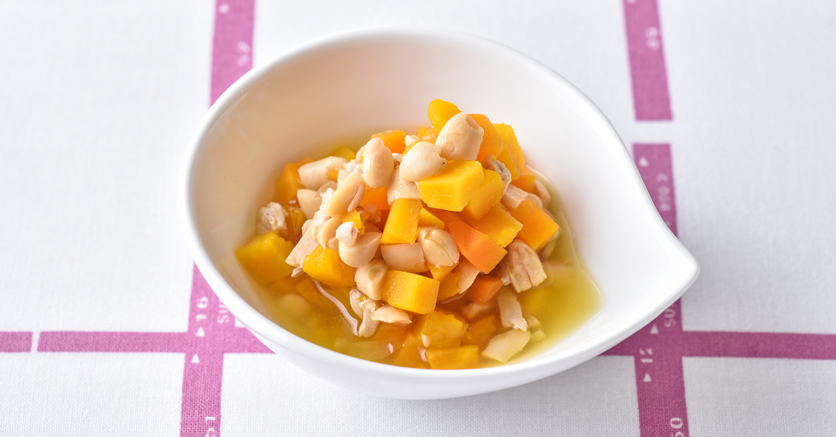 大豆とかぼちゃの煮物 離乳食9 11ヵ月頃 Hapiku ハピク 食育