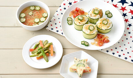 オクラの切り口や型抜きで星空を演出♪七夕におすすめメ...