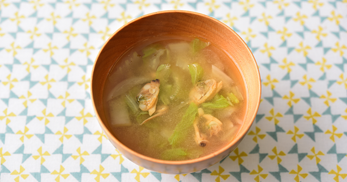 白菜とあさりのみそ汁 Hapiku ハピク 食育
